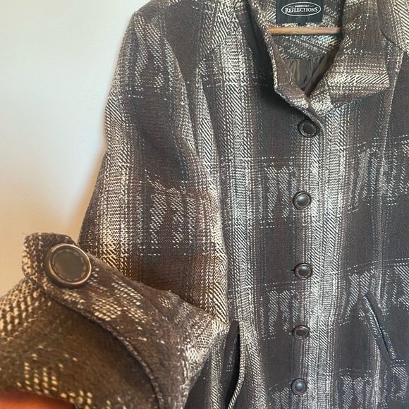 NORTHERN Reflections Jacket Wool Tweed Coat Brown Neutral Warm Button Up Large - Picture 6 of 15